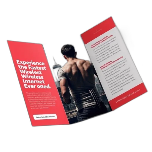 tri-fold, brochure, red, white, color, scheme, displayed, features transparent PNG cut-out
