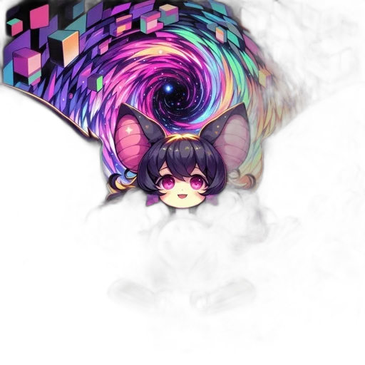 hat, mask, umbrella, creature, pixel art, anime, cyberpunk, vaporwave transparent PNG cut-out