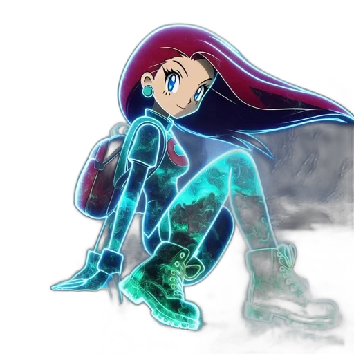 robot, creature, concept art, anime, pixel art, 3d render, neon lights, outer space transparent PNG cut-out
