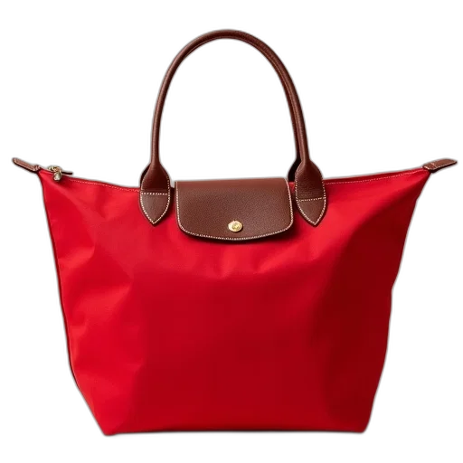 red, longchamp, tote, bag transparent PNG cut-out