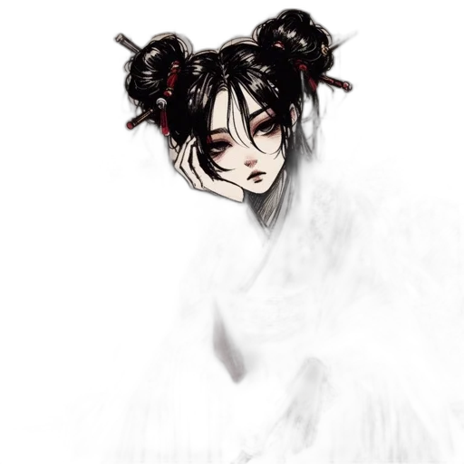 mask, creature, dress, hair, concept art, fantasy art, anime, photorealistic transparent PNG cut-out
