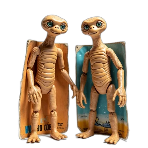 creature, robot, 3d render, concept art, outer space, earth tones, two, vintage transparent PNG cut-out