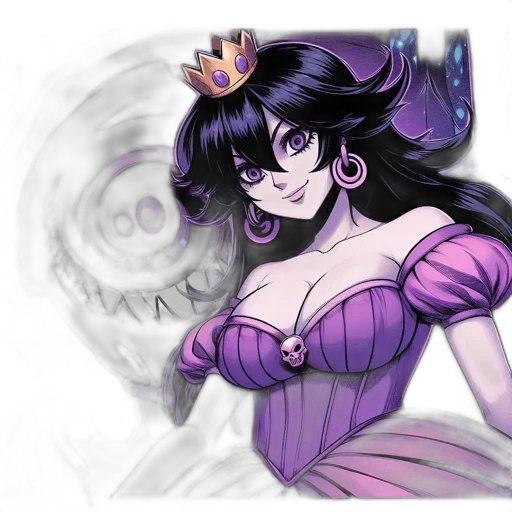 crown, dress, jewelry, fantasy art, concept art, anime, watercolor, dark transparent PNG cut-out