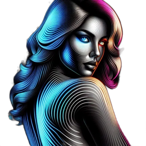 hair, dress, robot, face, comic book art, fantasy art, cyberpunk, concept art transparent PNG cut-out