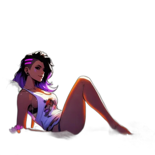 dress, concept art, fantasy art, cyberpunk, cartoon, neon lights, outer space, underwater transparent PNG cut-out