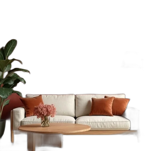 furniture, 3d render, photorealistic, concept art, forest, earth tones, monochrome, golden transparent PNG cut-out