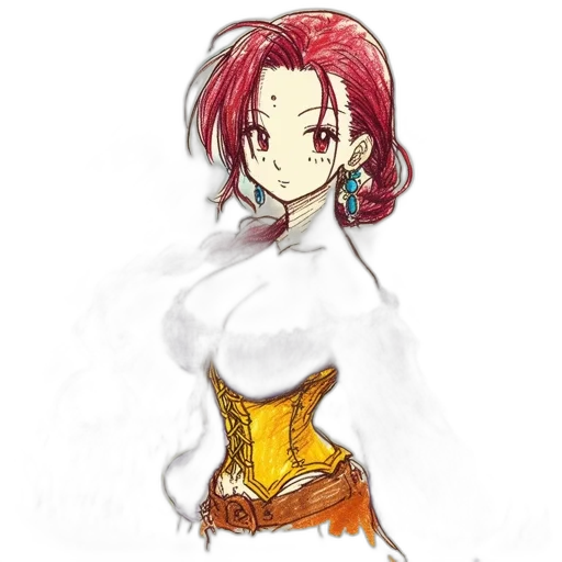 dress, staff, jewelry, crown, concept art, anime, fantasy art, pixel art transparent PNG cut-out