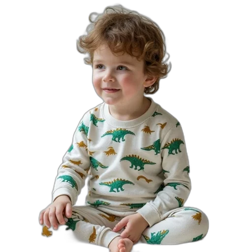 dragon, green, boy, dino, print, long, sleeve, pyjamas transparent PNG cut-out