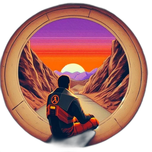 jacket, concept art, pixel art, fantasy art, comic book art, outer space, sunset, fire transparent PNG cut-out