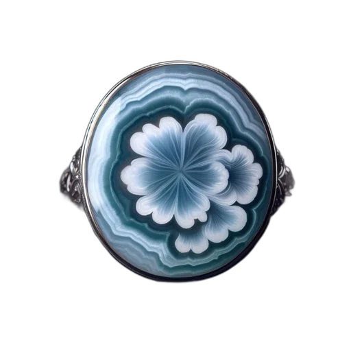 jewelry, flower, crown, blue, beautiful, ring, features, oval transparent PNG cut-out