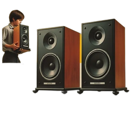 3d render, vintage, advertisement, bic, venturi, speakers, featuring, large transparent PNG cut-out