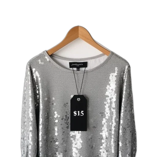 jacket, dress, 3d render, monochrome, close-up, silver, sequined, top transparent PNG cut-out