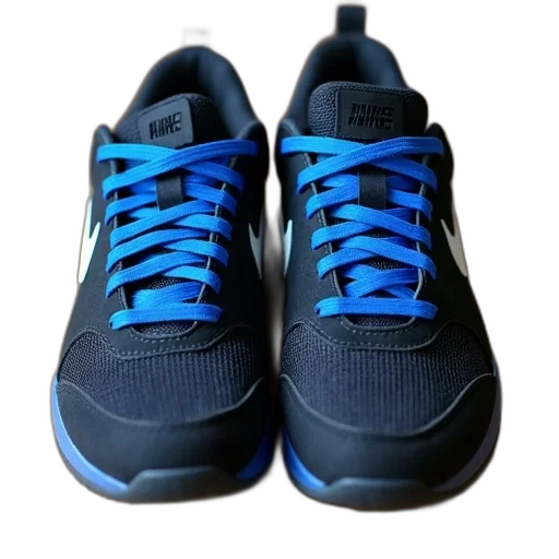 shoes, 3d render, photorealistic, blue, pair, black, nike, sneakers transparent PNG cut-out