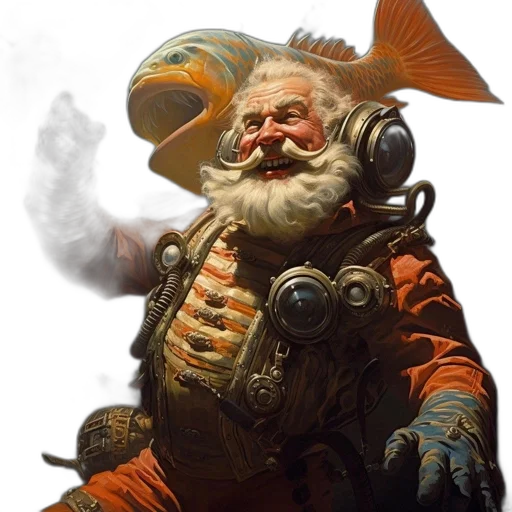 robot, staff, concept art, fantasy art, photorealistic, outer space, elderly, man transparent PNG cut-out