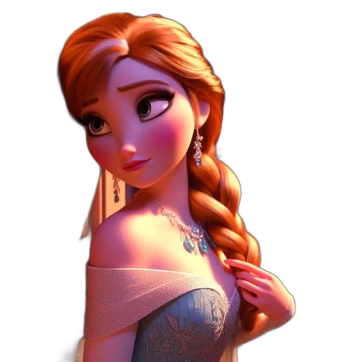dress, jewelry, face, crown, fantasy art, cartoon, 3d render, concept art transparent PNG cut-out