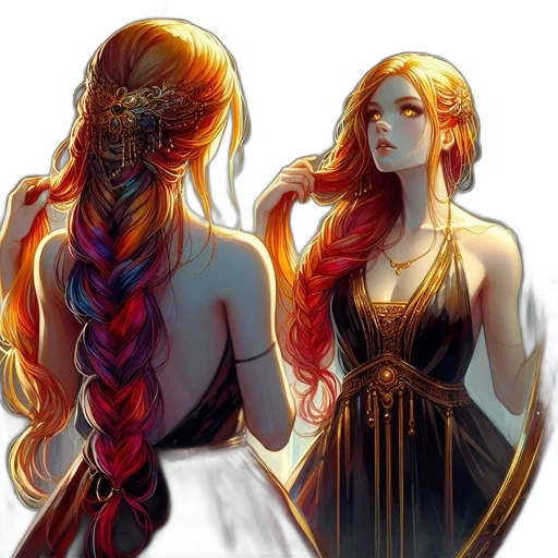 dress, hair, crown, jewelry, fantasy art, concept art, comic book art, pixel art transparent PNG cut-out