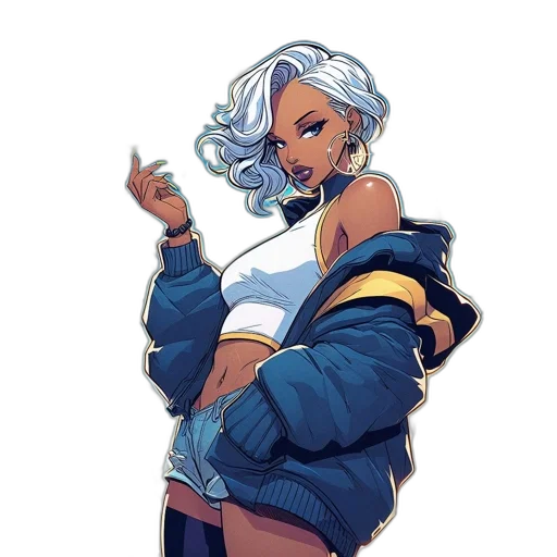 jacket, weapon, staff, face, concept art, cyberpunk, fantasy art, comic book art transparent PNG cut-out