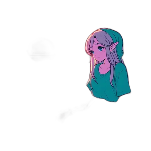 mask, creature, face, jacket, anime, pixel art, concept art, vaporwave transparent PNG cut-out