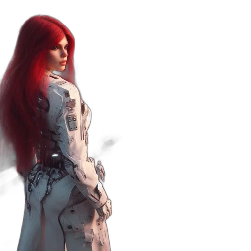 dress, robot, jacket, concept art, 3d render, cyberpunk, fantasy art, outer space transparent PNG cut-out