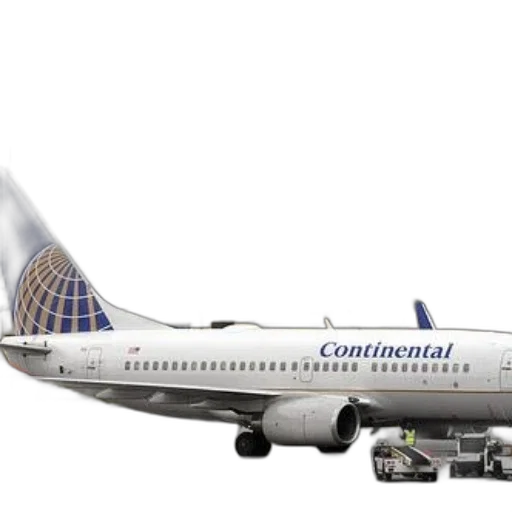 continental, airlines, plane, parked, tarmac, scenic, background, green transparent PNG cut-out
