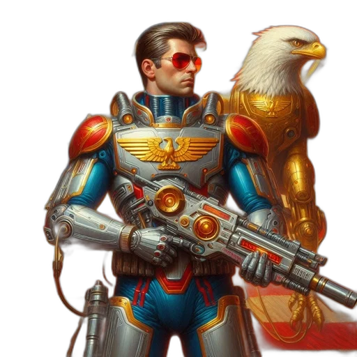 weapon, jacket, concept art, comic book art, fantasy art, pixel art, man, wears transparent PNG cut-out
