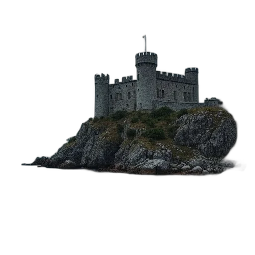 building, crown, dragon, sword, 3d render, photorealistic, concept art, fantasy art transparent PNG cut-out