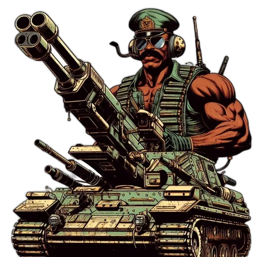 weapon, comic book art, concept art, imposing, figure, soldier, perches, astride transparent PNG cut-out