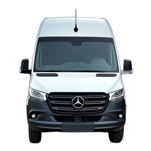 car, 3d render, white, mercedes-benz, van, parked, gravel, driveway transparent PNG cut-out