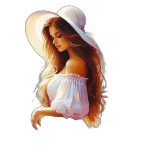 hat, dress, jewelry, crown, oil painting, photorealistic, fantasy art, watercolor transparent PNG cut-out