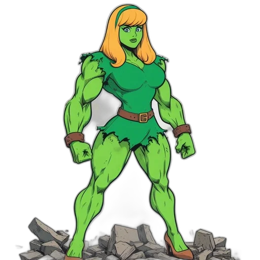 comic book art, concept art, cartoon, pixel art, green, animated, female, character transparent PNG cut-out