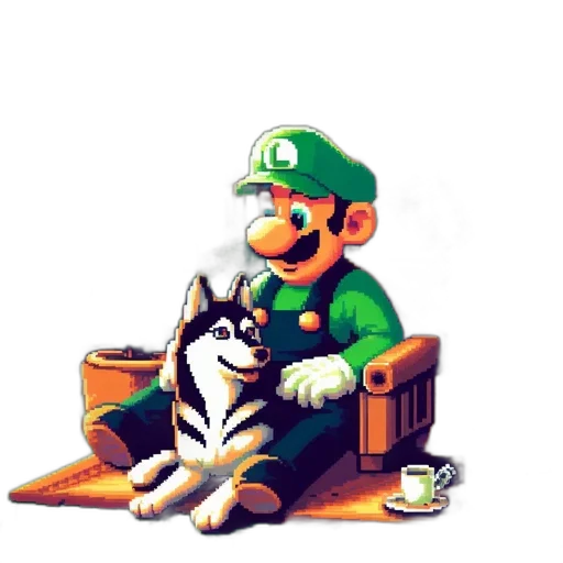 animal, staff, pixel art, concept art, fantasy art, 3d render, green, monochrome transparent PNG cut-out