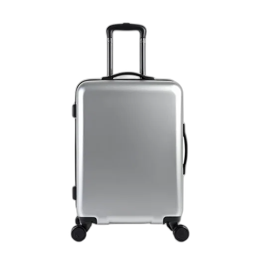 sleek, modern, silver, suitcase, smooth, surface, simple, design transparent PNG cut-out