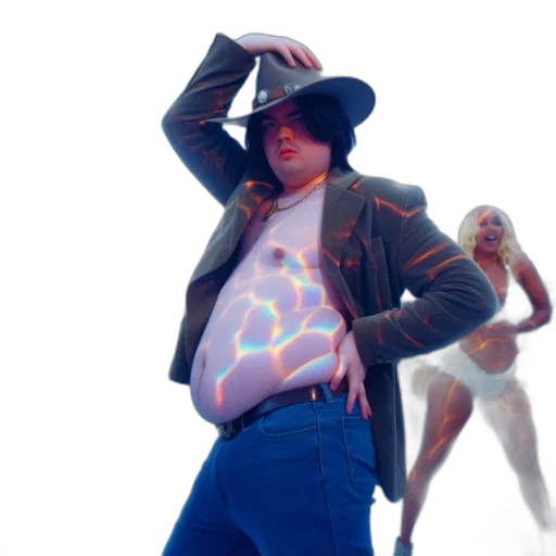 jacket, creature, animal, hat, concept art, photorealistic, vaporwave, 3d render transparent PNG cut-out