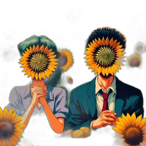flower, mask, crown, watercolor, photorealistic, concept art, oil painting, sunset transparent PNG cut-out