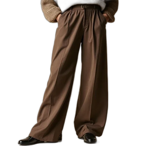 jacket, staff, earth tones, trousers, wide, leg, palazzos transparent PNG cut-out