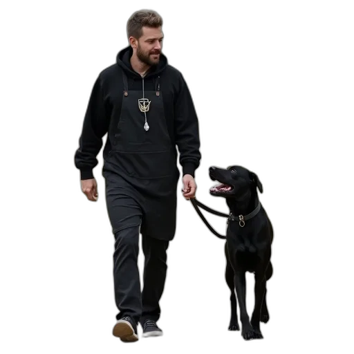 jacket, animal, staff, concept art, man, black, hoodie, overalls transparent PNG cut-out