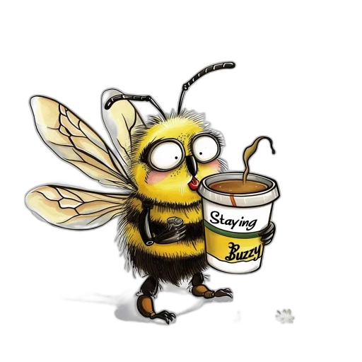 animal, concept art, fantasy art, cartoon, watercolor, bee, glasses, surprised transparent PNG cut-out