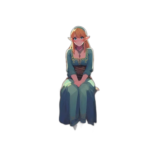 dress, staff, crown, face, pixel art, concept art, fantasy art, watercolor transparent PNG cut-out