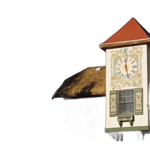 building, 3d render, concept art, photorealistic, clock, tower, roman, numerals transparent PNG cut-out