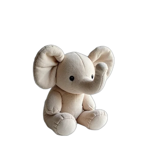animal, 3d render, adorable, stuffed, elephant, sitting, top, white transparent PNG cut-out