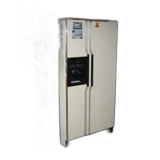 3d render, kitchen, white, refrigerator, wooden, cabinets, various, items transparent PNG cut-out