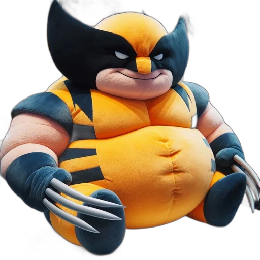animal, creature, 3d render, concept art, comic book art, oversized, wolverine, plush transparent PNG cut-out