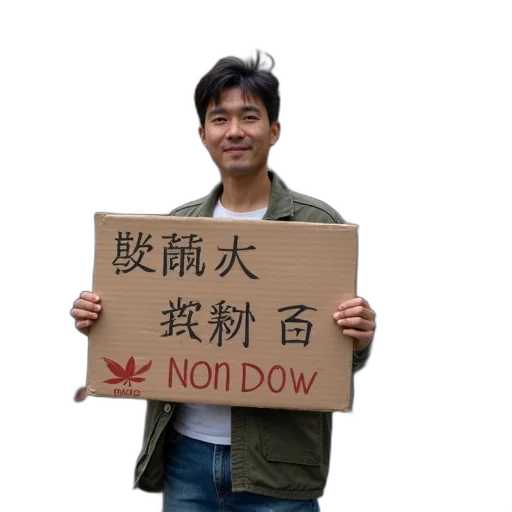 staff, man, holding, cardboard, sign, words, hong, kong transparent PNG cut-out