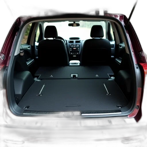 car, interior, rear, seats, folded, down, revealing, flat transparent PNG cut-out