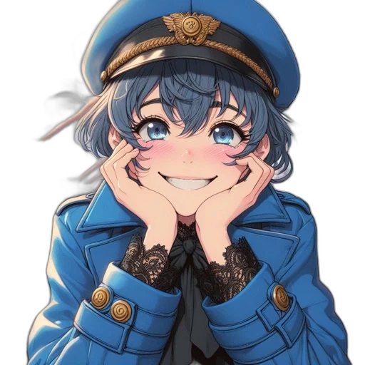 face, jacket, weapon, hat, anime, pixel art, cartoon, watercolor transparent PNG cut-out