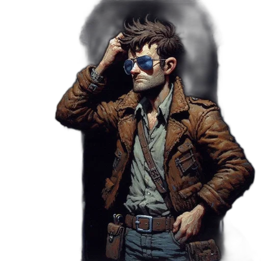 jacket, mask, face, comic book art, concept art, cyberpunk, pixel art, dark transparent PNG cut-out