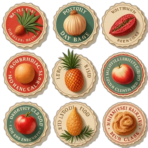 food, jewelry, set, vintage transparent PNG cut-out
