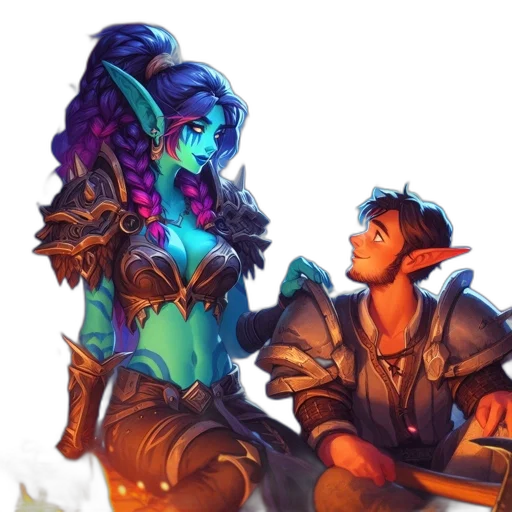 fantasy art, concept art, comic book art, pixel art, fire, neon lights, underwater, neon transparent PNG cut-out