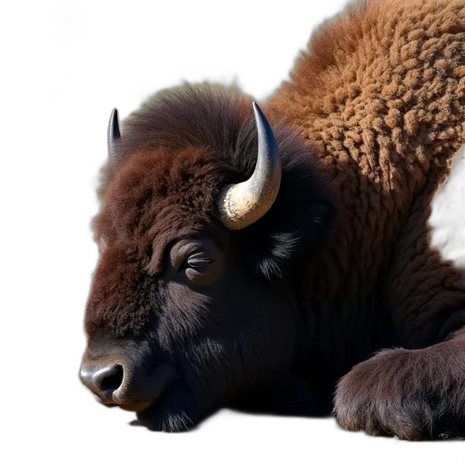 animal, photorealistic, 3d render, concept art, close-up, image, bison, lying transparent PNG cut-out
