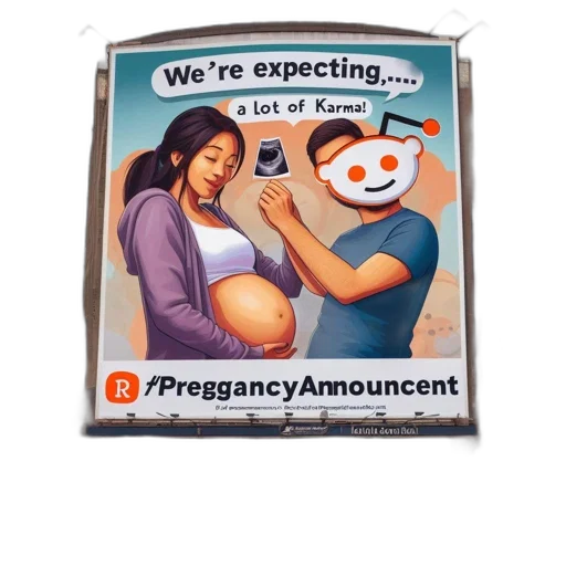 robot, advertisement, displays, pregnant, woman, man, holding, ultrasound transparent PNG cut-out